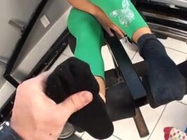 Cindee and Angel GYM Footjob