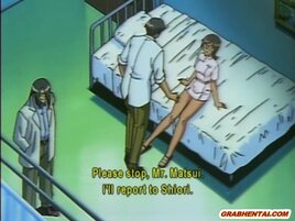 Naughty anime doctor squeezed her patient tits