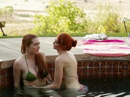 Lesbian conversation of the redhead and stepmom