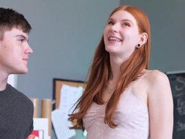 Sex of redhead and bestie's stepbrother in classroom