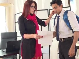 Tattooed teacher is having a sex lesson with an Indian student