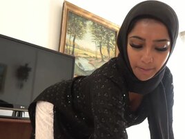 Hijabi maid with a banging figure is banged by an Indian