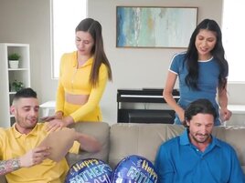 Stepdad pleasure in a foursome scene with lotsa swapping