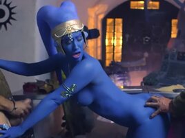 Star Wars porn parody with a blue alien chick fucking