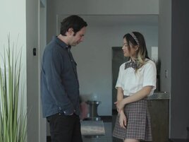 Petite Asian schoolgirl fucked by her middle aged stepbro