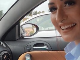 Giving a ride to a cute secretary ends with a wild fuck