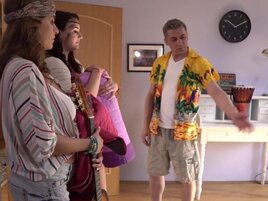 Renting a room from a horny DILF gets these hippies fucked