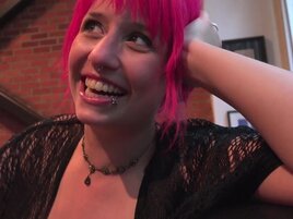 Pink-haired natural big jugs slut Proxy Paige fucks hard