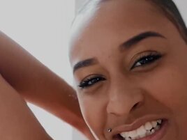 Exotic babe Jazzy Jamison looks cute sucking a fat dick