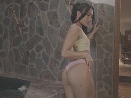 May Thai gets on her knees after a bit of masturbating