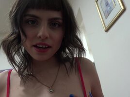 Adorable babe with cute feet taking hard dick in POV