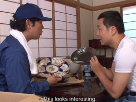 Horny Japanese beauty swallows her colleague's dick
