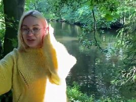 Blond haired beauty in yellow gets off with a hard cock