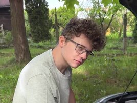 Curly haired loser sees his GF cuckolding him hard