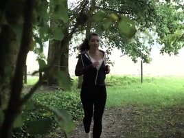 Old ass dude fucking his prey while she runs from him
