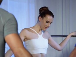 Ballerina babe is going to take two dudes all at once