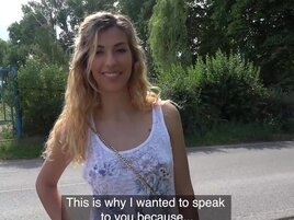 Shona River kissing cock and getting fucked in public