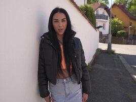 Brunette babe is picked up and fucked by the agent