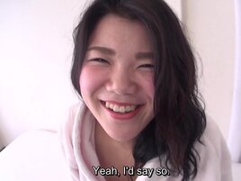 Japanese babe is getting measured after the intereview