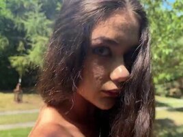 Drooling bitch fucks a random older guy in the park