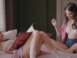 Petite angels Leona Mia and Liz Ocean learn how to fuck