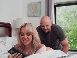 Blondie screaming as he pounds her little tight cunt