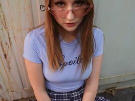 Adorable girl teases with her skirt before getting gaped