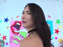 Cute-looking brunette is happy to surrender her asshole