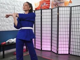 Ariel X wants to fuck Liz Jordan on the mat real hard