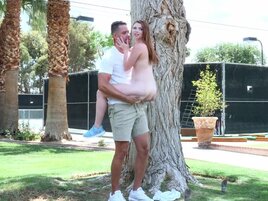 Mazy Myers plays golf, gets ravaged by a huge cock
