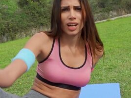 Brunette with firm bum is going to ride a fat dick