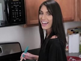 Brunette stepsister is going to suck him dry in POV too