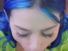 Girls with the sexiest eyes possible sucks dick in POV