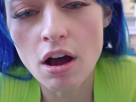 Girls with the sexiest eyes possible sucks dick in POV