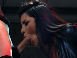 Vintage superhero spoof with lesbians and latex sex