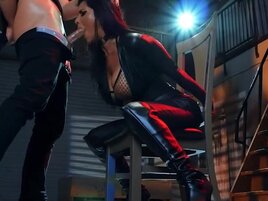 Vintage superhero spoof with lesbians and latex sex