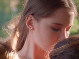 Three gorgeous lesbian ladies enjoying titty worship