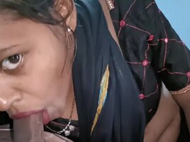 Cute brunette from India giving a sloppy POV blowjob