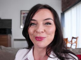 A hot brunette babe from Poland is masturbating