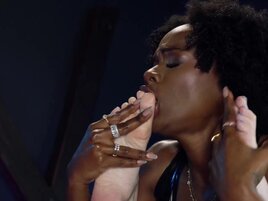 Interracial foot fetish arousal with two hot ladies