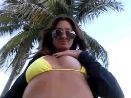 Blonde whore finds a big black cock next to the sea